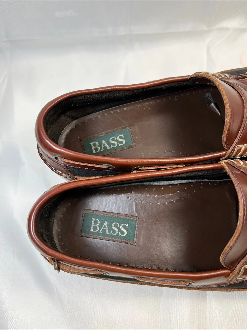 Bass Men's Two-Tone Brown Leather Penny Loafers